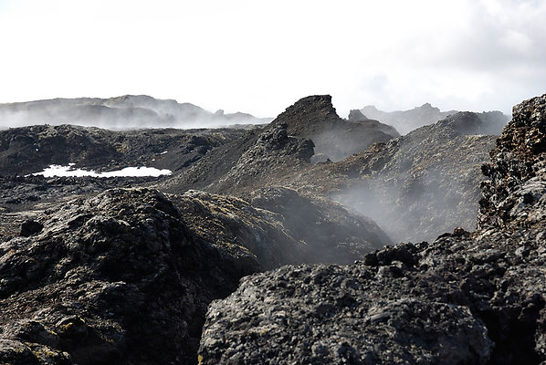 Krafla grey smoking lava
